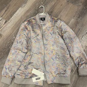 Jogal Men's Luxury Paisley Floral Embroidered Satin Bomber Jacket - BNWT